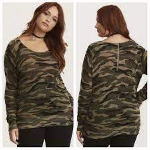 Torrid Camo Sweater Top- Size 2 NWT